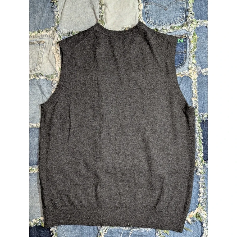 Turnbury Men's 100% Cashmere Sweater Vest Gray Large V-Neck Tennis‎ Golf Grey